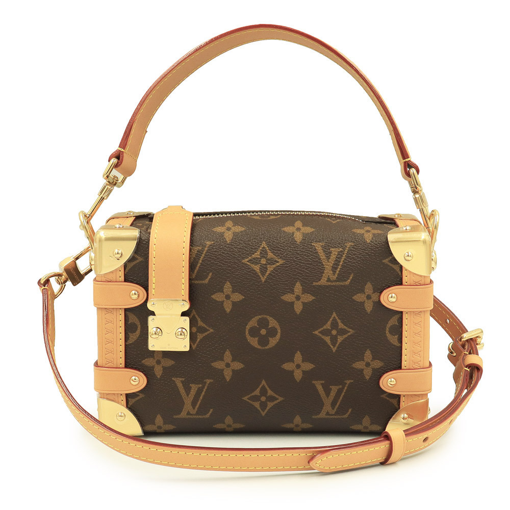 Louis Vuitton Side Trunk Shoulder Handbag Crossbody Leather Monogram Brown
